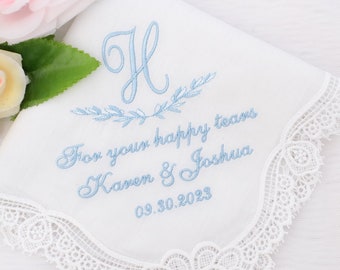 Wedding Handkerchief for Bride/Something Blue For your happy tears, Monogrammed Handkerchief, Wedding Gifts, Wedding monogram/Bridal hankie