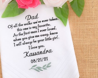 Embroidered Father of the Bride gift, Father of the Bride Handkerchief, Wedding Gift, Personalized Handkerchief, Hankerchief, Hanky Dad Gift