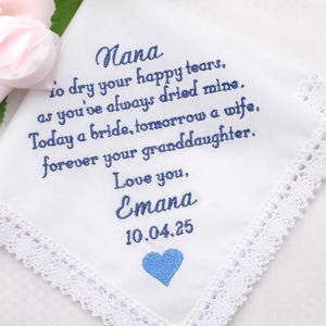 Embroidered Lace Handkerchief - Nana of the Bride Gift