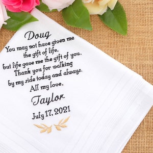 Stepfather gift, Stepdad gift, Wedding gift, Wedding handkerchief, Embroidered Handkerchief, Personalized Gift Handkerchief, Hanky Dad Gift image 1
