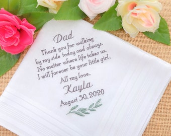 Father of the bride gift, Father of the bride handkerchief for Dad gift, Embroidered hanky, Personalized dad gift, wedding handkerchief gift