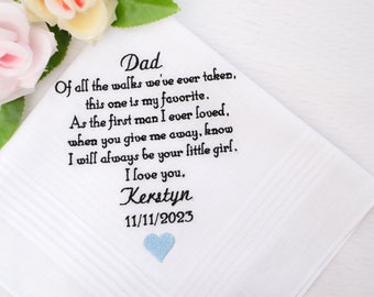 Personalized Father of the bride handkerchief/Dad gift from daughter/Father of bride gift/Embroidered hankie/ Hanky wedding gift for parents