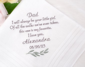 Personalized Handkerchief, Custom wedding gift Father of the bride Embroidered handkerchief/Dad gift from daughter/Father gift Bride hankie