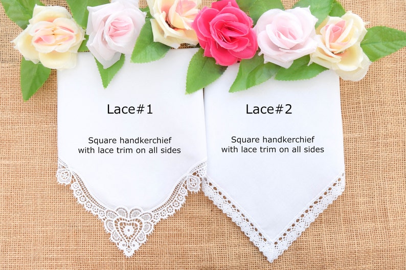 Mother of the Bride Handkerchief. Custom Handkerchief. Embroidered Handkerchief. Embroidered gift . Personalized Handkerchief. Cotton Hankie image 3