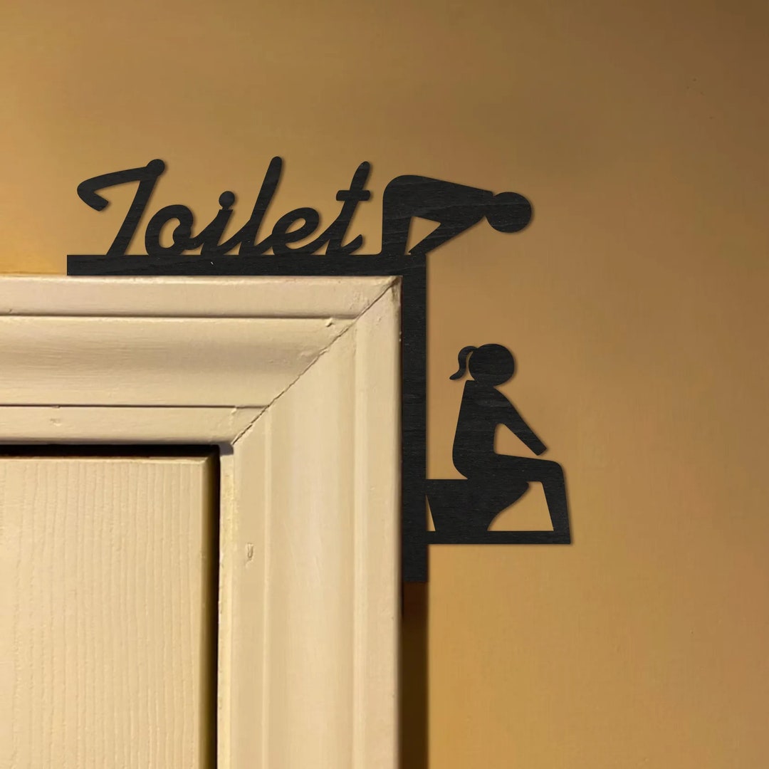 1 Piece Funny Toilet Door Frame Decoration Black Wooden Toilet Etsy