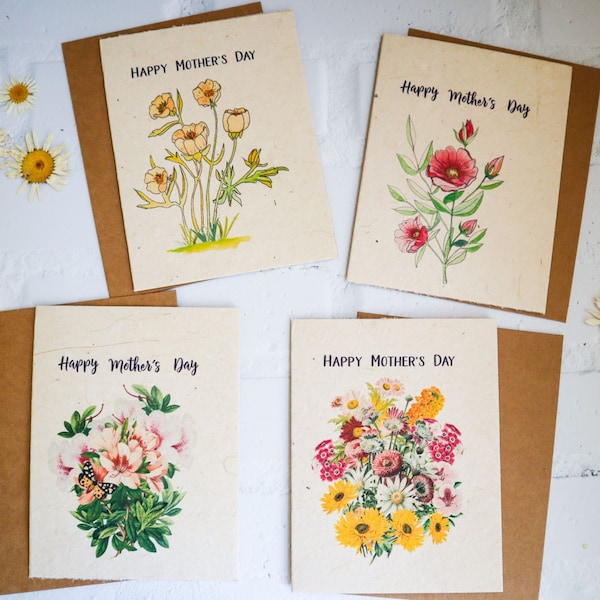 Mother's Day Plantable Flower Seed Card, Your Choice Card Or Bundle, Eco Friendly Cards, Flower Seed Paper,  Eco Friendly Sleeve, Gift Set