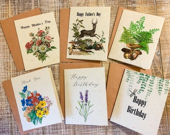 Plantable Flower Seed Special Day Card Set, Eco Friendly Cards, Wildflower Seed Paper, Zero Waste Gift, Mother's Day, Birthday, Father's Day