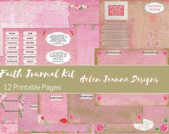 Faith Journaling Pages / Prayer Journal Printables / Junk Journal Page Kit / Vintage Style Faith Junk Journal Pages / Faith Printables