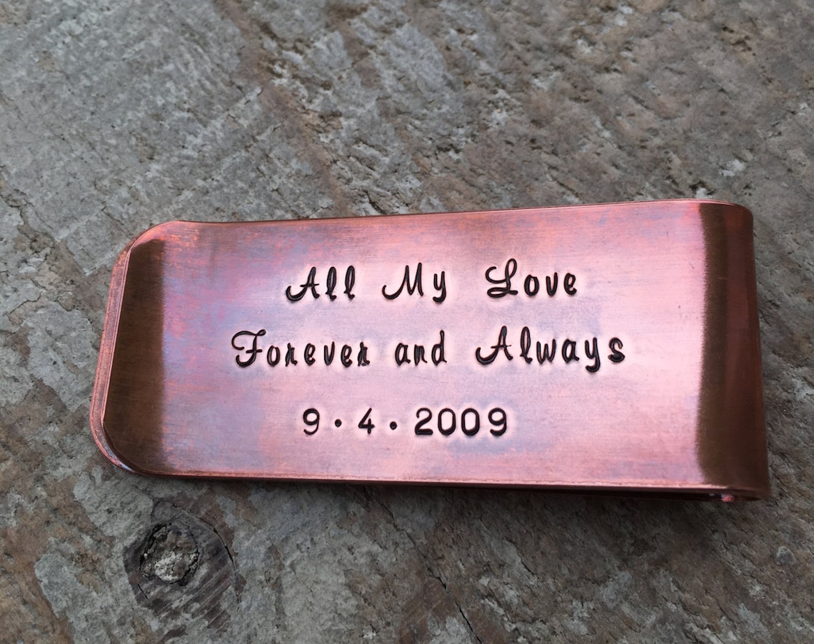 7th Anniversary Copper Money Clip Anniversary Gift Copper Etsy