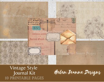 Vintage Style Journal Page Kit / Printable Junk Journal Papers / Journal Starter Kit / Junk Journal Printable Kit/  Grungy Journal Papers