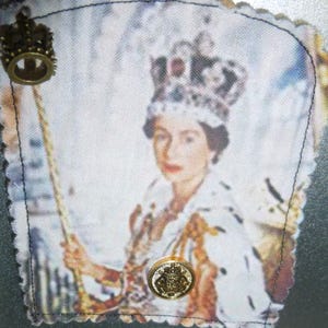 Queen Elizabeth Crown & Scepter cloth Magnet; Her Majesty Coronation; British Sovereign, English Royalty, Young Queen Elizabeth