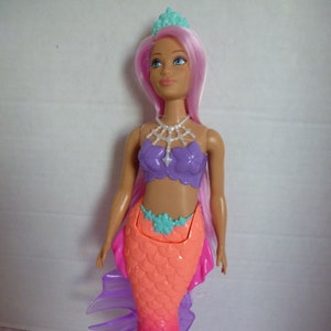 Curvy Barbie Mermaid Doll for OOAK or Play   Pink Hair Sideways Glance