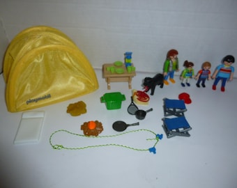 Playmobil Camping Trip  PlaySet, Tent, Figures, Fire, Dog, Stools