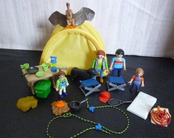Playmobil Camping Play Set   Tent, Fire, Pot, Pan, Vulture, Cooler, Stool