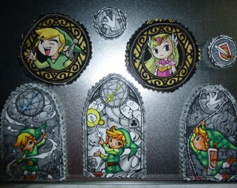 Link & Zelda Magnet Set Gift for Teen, Video Gamer,  Nintendo Game Legend of Zelda;   Boyfriend Gift, Man Cave, Locker Decoration