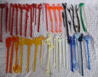 Swizzle Sticks - Liquor, Bar, Hotel, Airline,  Restaurant; Drink Stirrer; Mermaid, Flamingo, Playboy, Pelican, Lobster, Parrot, Ice Skates