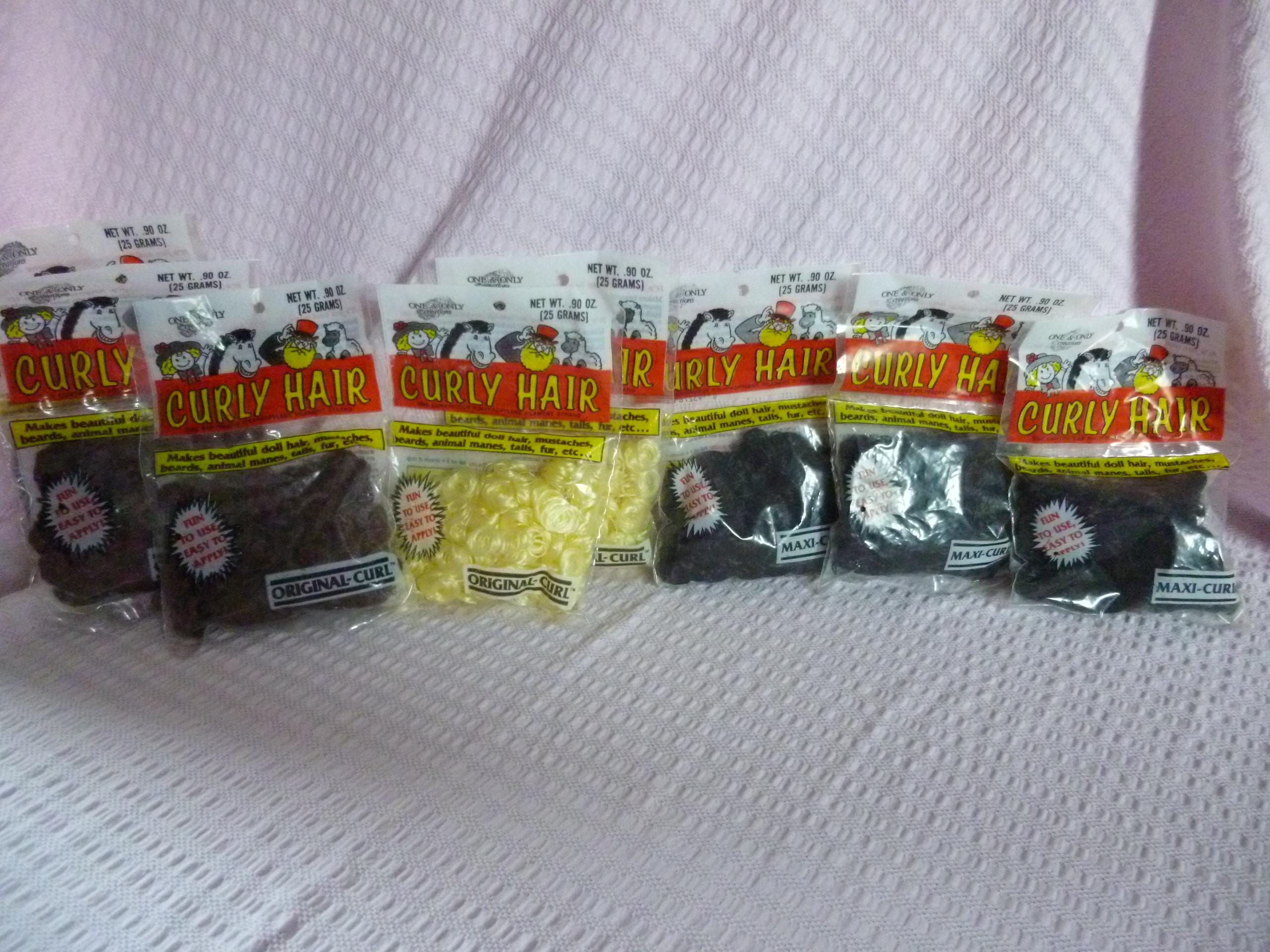 Lot of One and Only Curly Doll Hair, Blonde, Brunette, Black; Doll Making, Stuffed Animal Mane or Tail; Basket Filler,  Fake Mustache,