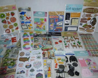 Destash Lot Scrapbook Stickers & Rub On Transfers