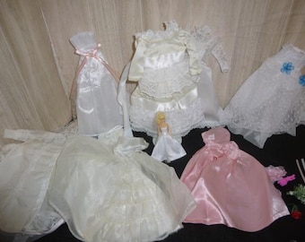 Barbie Doll Bridal Lot  Wedding Gowns, Veils, Bouquets, Keychain Some Handmade