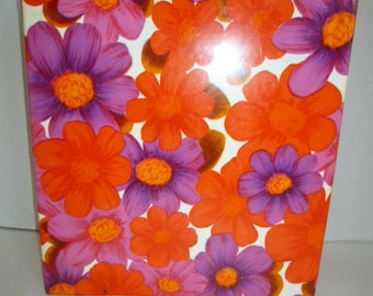 1970s School 3 Ring Binder Pink, Orange & Purple Mod Colors, Flower Power