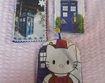 3 Doctor Who Ornaments, Wine Bottle Accent;  Favor, Gift Topper, Spine Danglers,  Mirror Hanger, Journal Insert, Bookmark. 11 Dr Kitty,