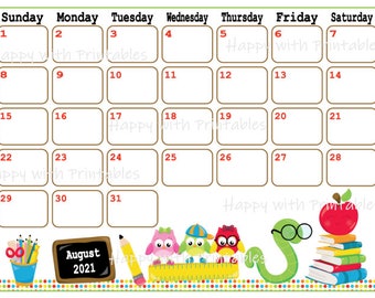 August Calendar Etsy