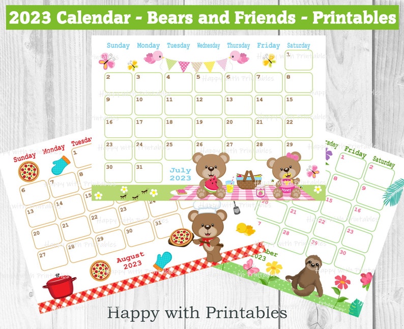 2023 Calendar Printables 2023 Monthly Planners Cute - Etsy UK