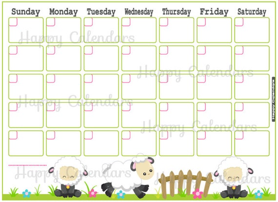 blank monthly calendar sheep theme cute sleepy sheep planner etsy singapore
