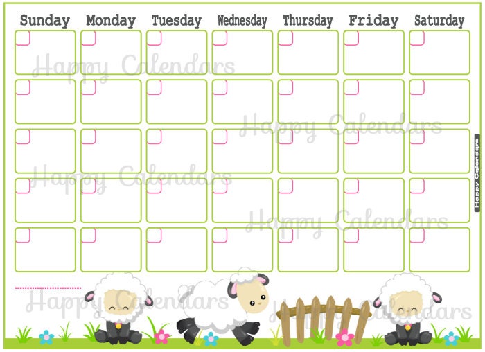 blank monthly calendar sheep theme cute sleepy sheep planner etsy
