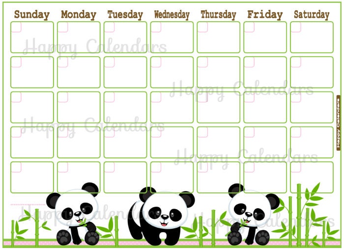 blank monthly calendar panda theme cute blank panda planner etsy hong kong