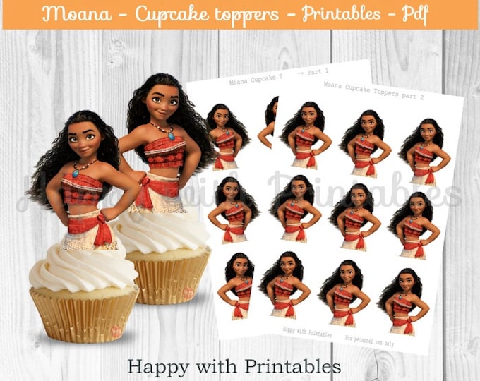 Moana Cupcake Toppers - Moana Cake Toppers - Moana Party - Moana Birthday Printable - Princess ...