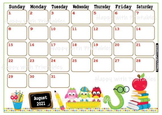 View August 2021 Calendar Canada Printable Background