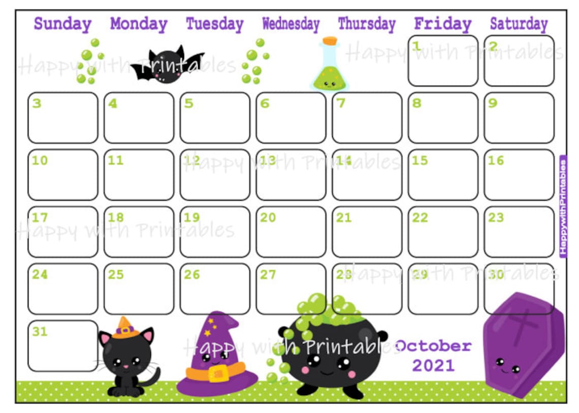 Free Printable October 2021 Calendar Halloween Printable Word Searches