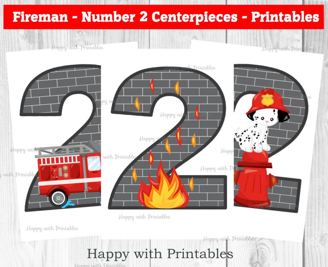 Fireman Number 2 Centerpiece Firefighter Number centerpiece Etsy