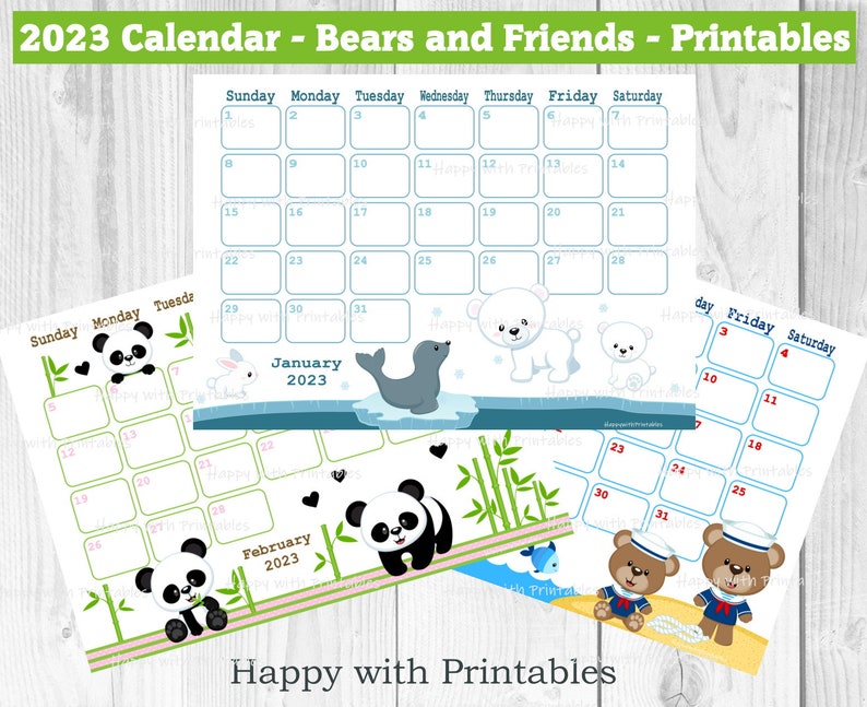 2023 Calendar Printables 2023 Monthly Planners Cute Etsy