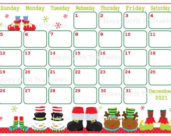 December 2022 Calendar Christmas Theme December Theme | Etsy
