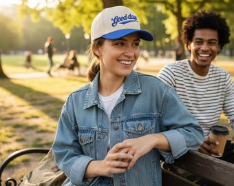 Good Days Embroidered Trucker Hat - Embroidered Vintage Baseball Cap - Distressed Baseball Cap