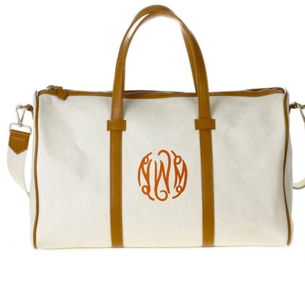 Canvas  Monogram Weekender Duffle Bag, Personalized Groomsmen Gift, Custom Monogrammed Overnight Bag, Bridesmaid Gift