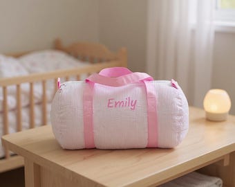 Personalized Seersucker Dance Duffle Bag: Embroidered Monogram