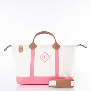 Embroidered Monogram Weekender Bag: Custom Canvas Duffel Tote