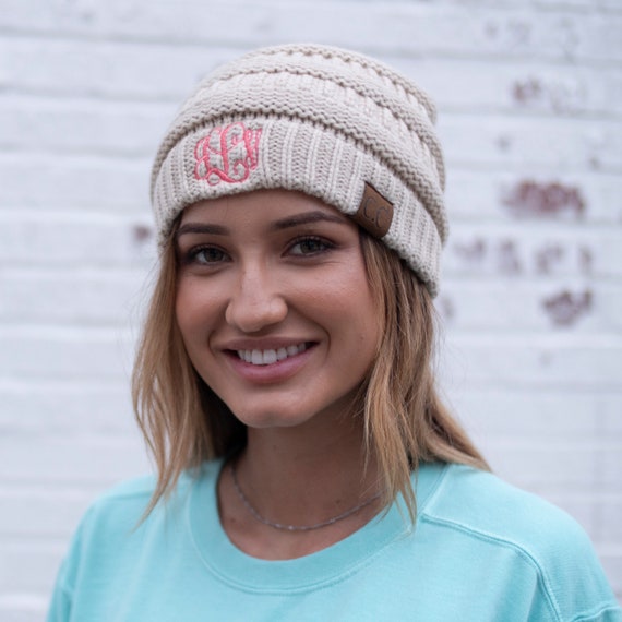 Monogram Beanie Personalized Knit 