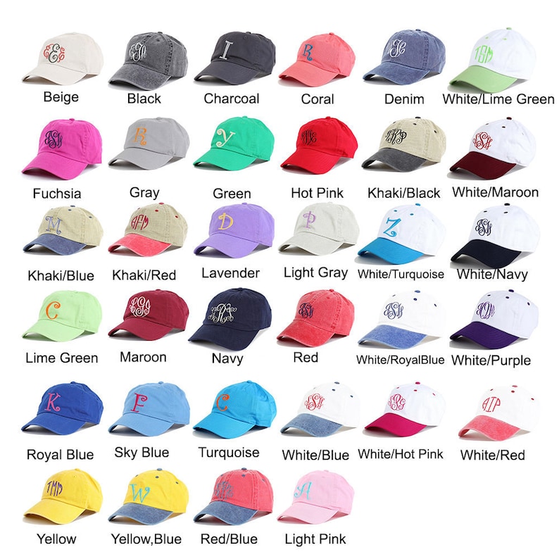 a group of hats with different colors and numbers