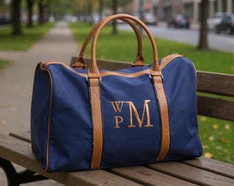 Personalized Duffle Bag for Men - Monogram Overnight Duffle Bag - Custom Monogrammed Travel Bag