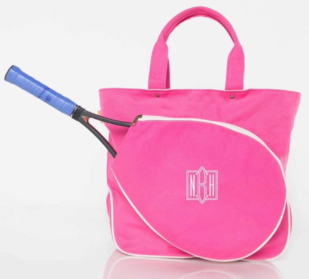 Monogrammed Canvas Tennis Bag Personalized Name Gym Tote Custom Gift for Tennis Player Mother's ...