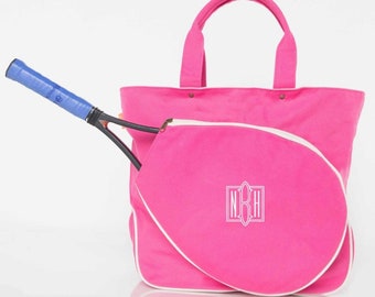 Monogrammed  Canvas Tennis Bag - Personalized Name Gym Tote - Custom Gift for Tennis Player - Mother's Day Gifts