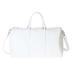 a white duffel bag on a white background