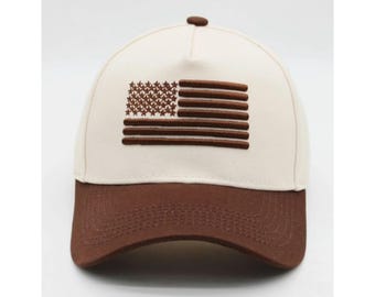 American Flag Trucker Hat - Embroidered Vintage Baseball Cap - Distressed Baseball Cap