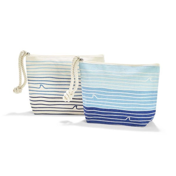 Great White Multipurpose Pouch with Rope Pull Assorted 2 Colors: Blue and Natural - Cotton Canvas/Cotton