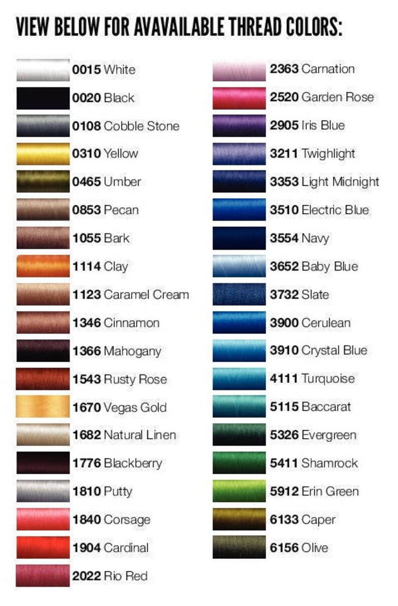 May include: A chart showing 24 different thread colors with their corresponding numbers. The colors are arranged in two columns, with the left column showing mostly brown, orange, and red shades, and the right column showing mostly pink, blue, and green shades.