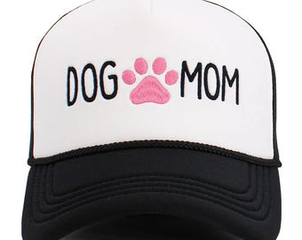 Dog Mom Foam Trucker Mesh Cap - Embroidered Vintage Baseball Cap - Distressed Baseball Cap